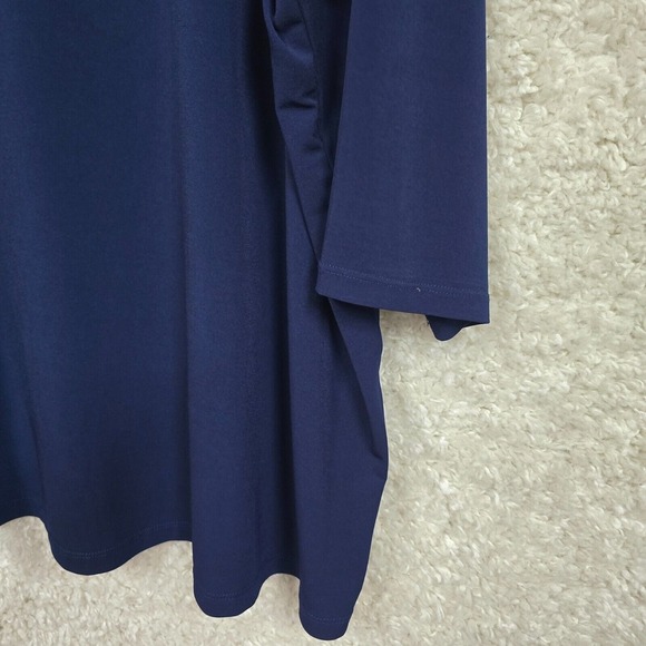Susan Graver Top Women 4X Tunic Blue Liquid‎ Knit 3/4 Sleeve Mature Career - Picture 2 of 11